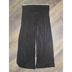 Womens 3XL Black Wide Leg Palazzo Pants Elastic Waist Casual Lounge